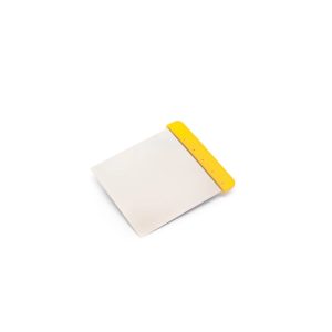 INOX stainless steel Japanese scraper with yellow handle for microtopping.