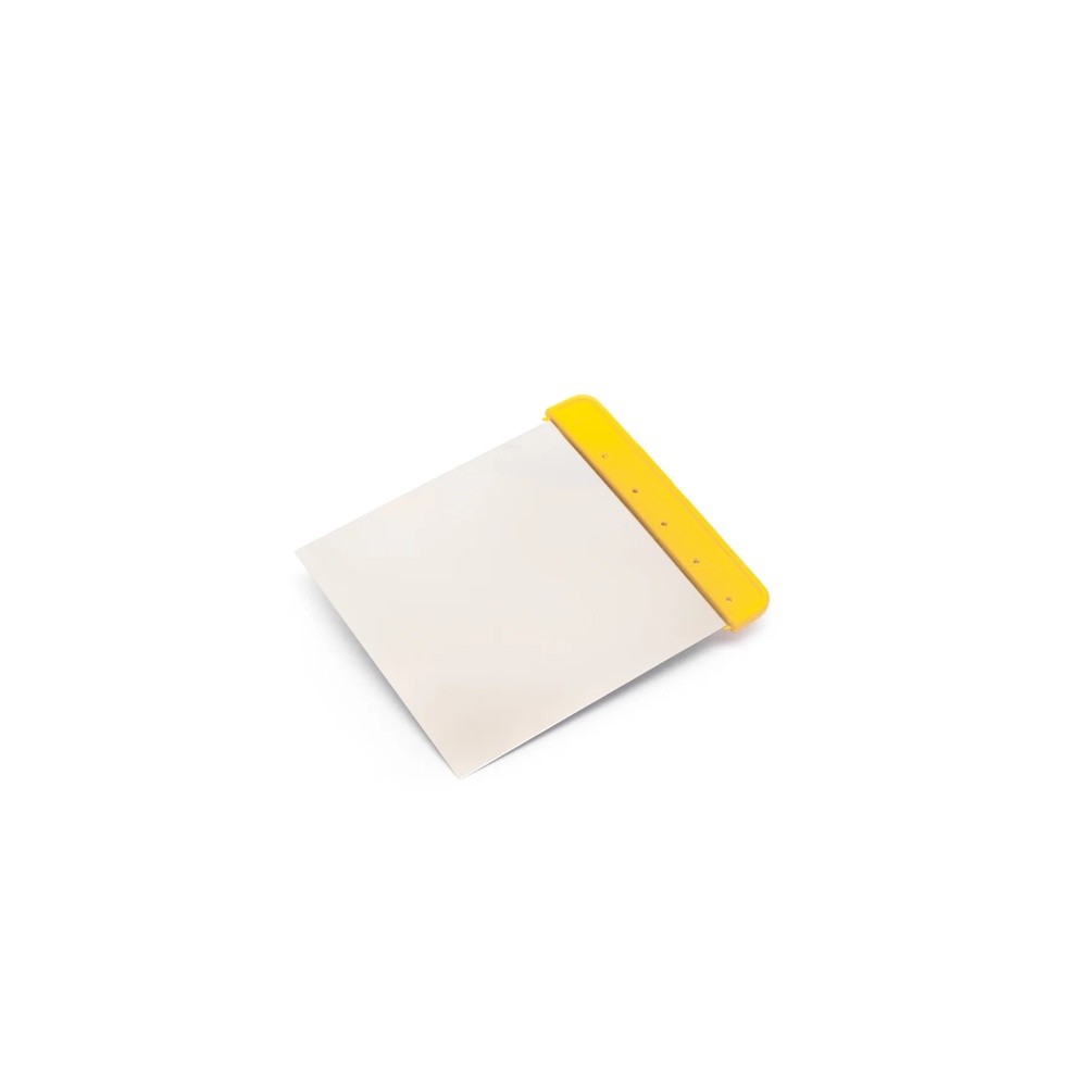 Japanese Scraper INOX Stainless Steel for Microtopping and Venetian Plaster, Terrazzo Granitech INOX stainless steel Japanese scraper with yellow handle for microtopping.