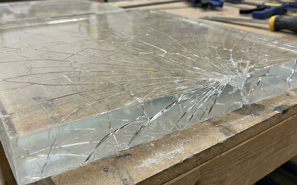 Epoxy resin cracks and fractures showing structural damage from internal stress