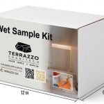 Terrazzo Granitech wet sample kit with four 32 oz microtopping finishes, primer and sealer containers.